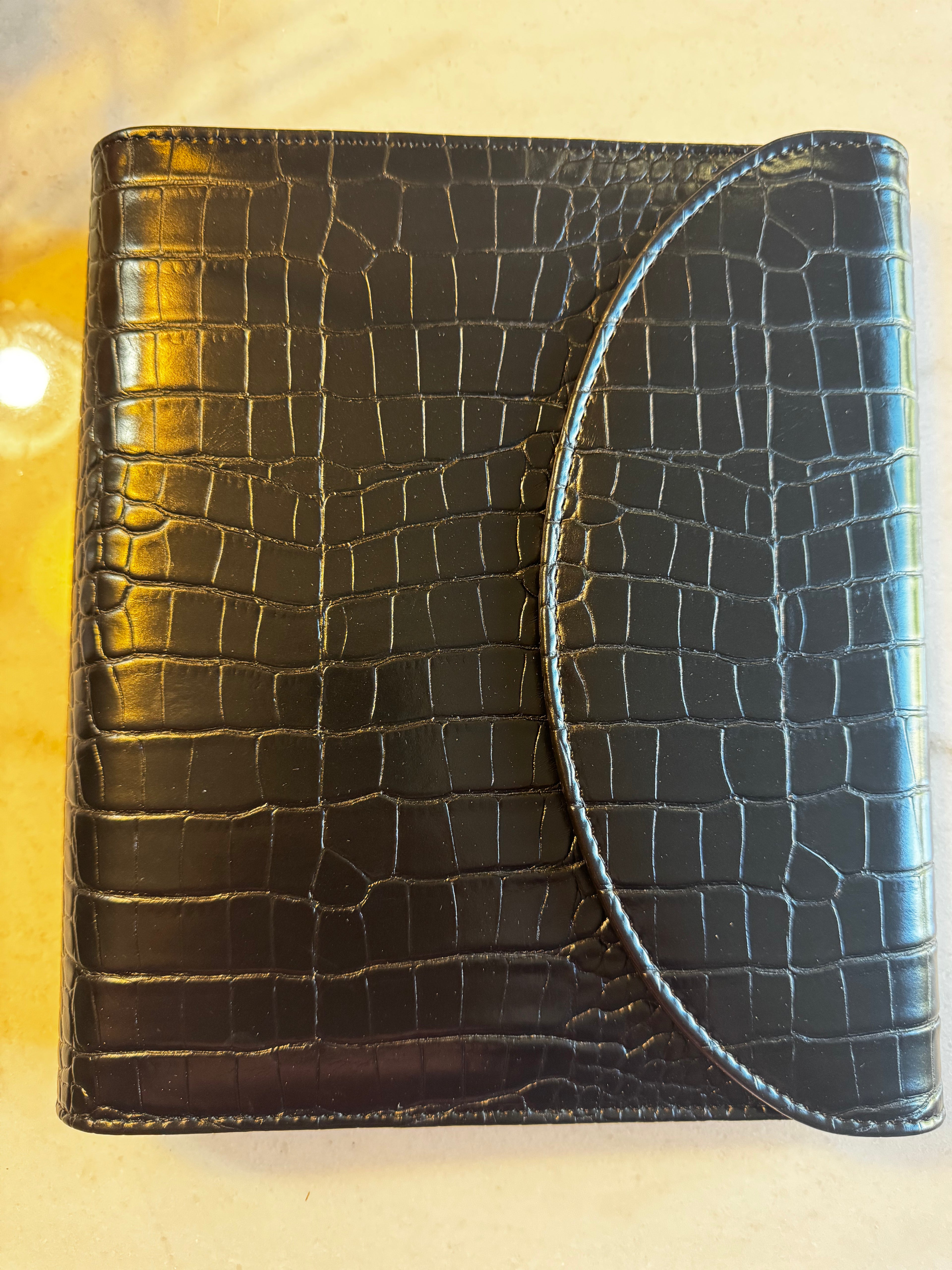 A5 Planner Binder | Black Onyx Croc Soft Vegan Leather