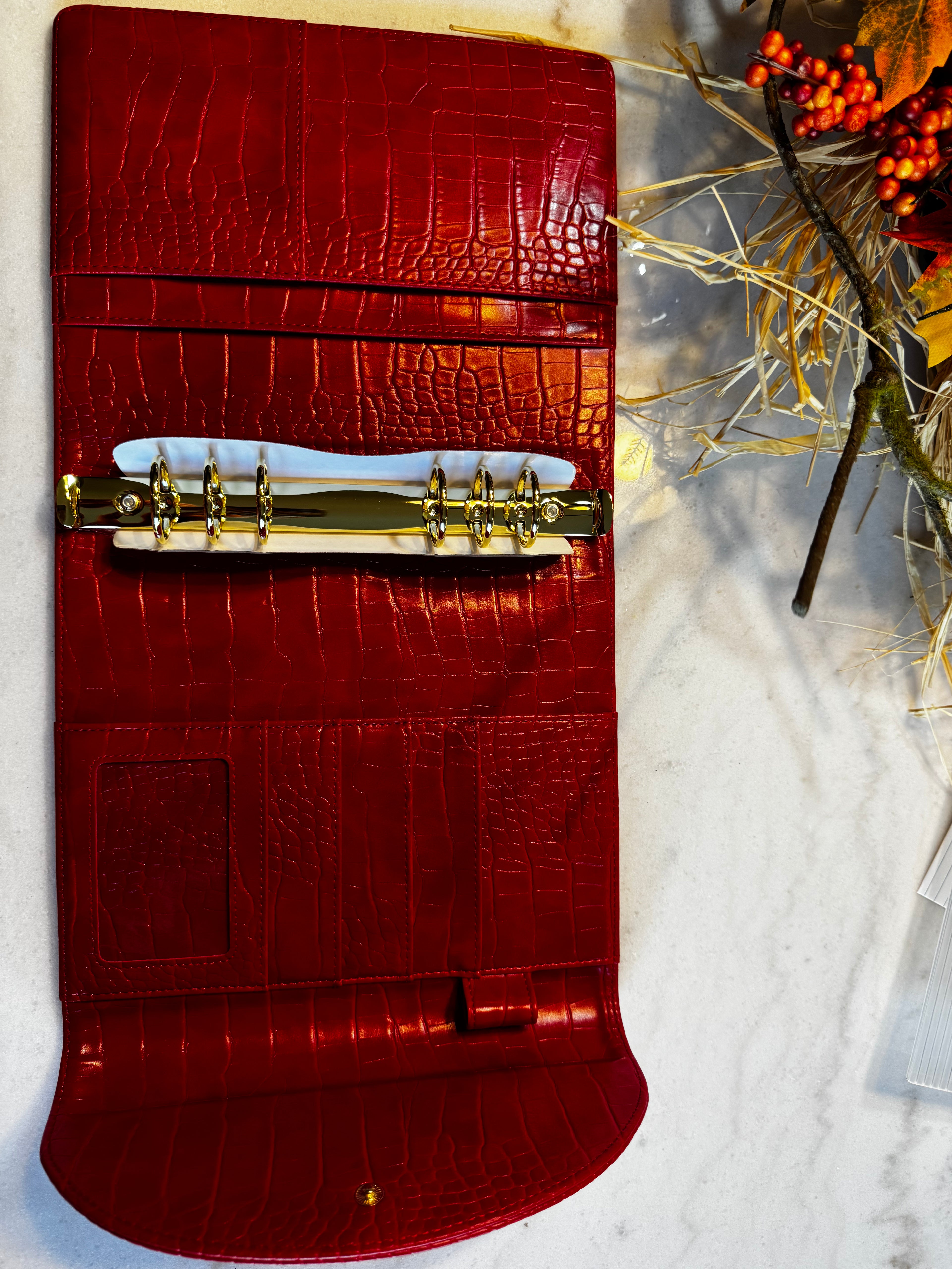 A5 6-Ring Planner Binder | Soft Vegan Leather Red love