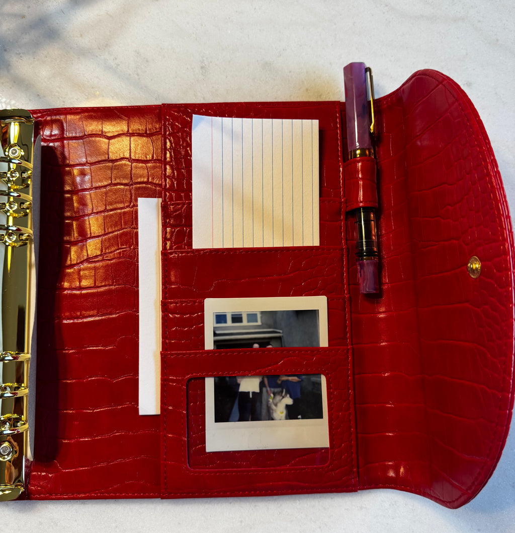 A5 6-Ring Planner Binder | Soft Vegan Leather Red love
