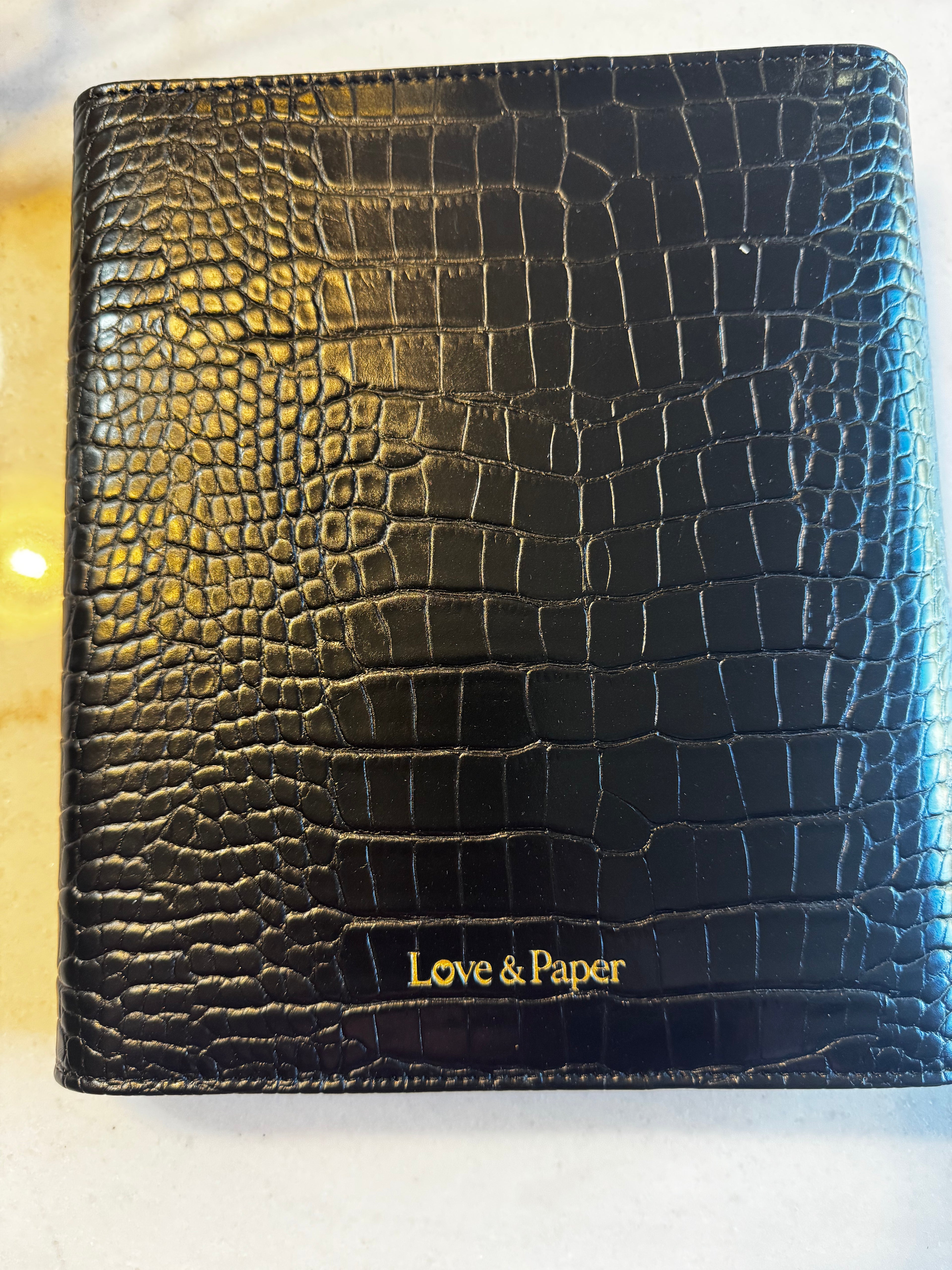 A5 Planner Binder | Black Onyx Croc Soft Vegan Leather