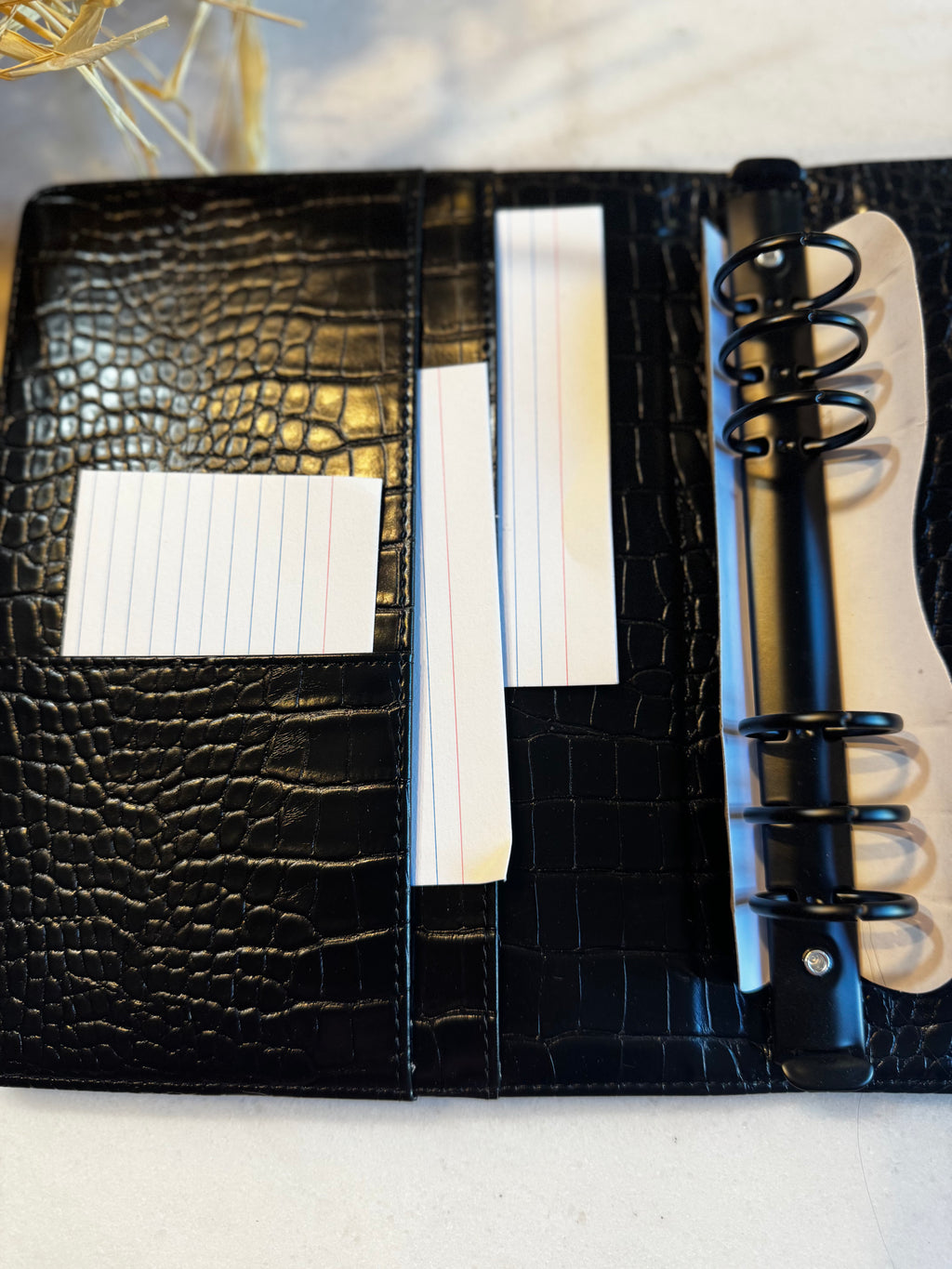 A5 Planner Binder | Black Onyx Croc Soft Vegan Leather