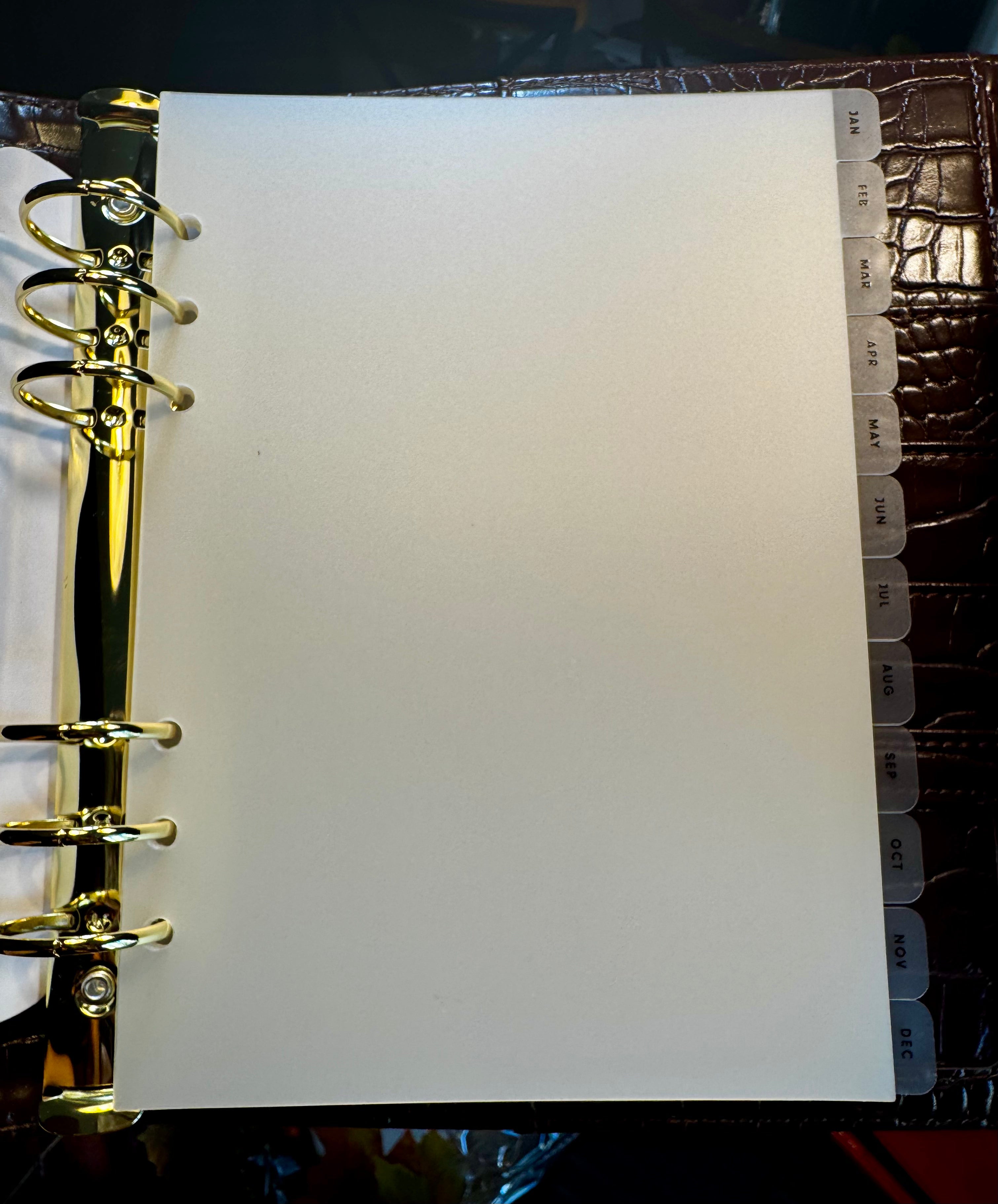 A5, Monthly Planner Dividers, 12-Month Set, and 6-Ring Planner Inserts.