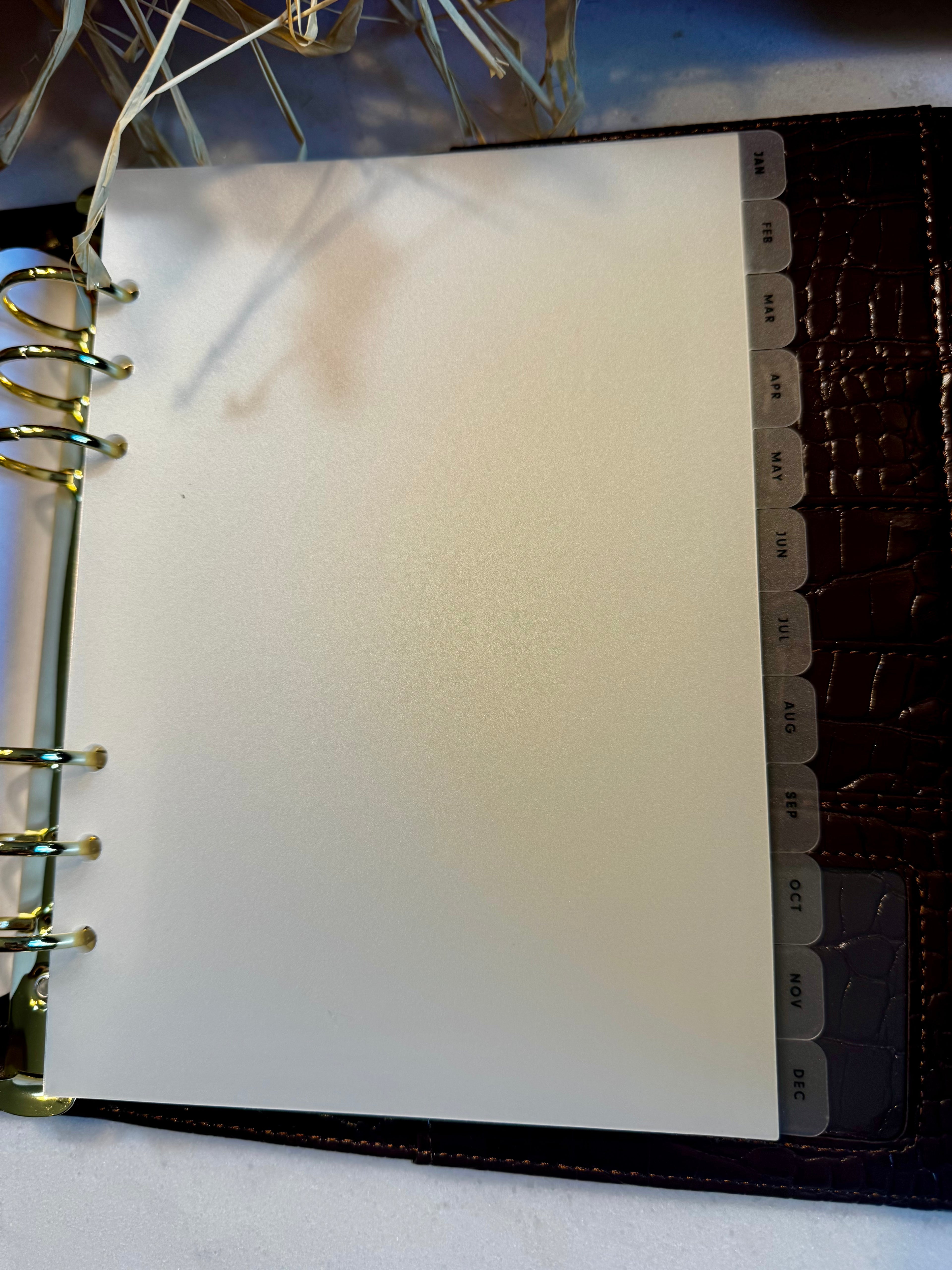 A5, Monthly Planner Dividers, 12-Month Set, and 6-Ring Planner Inserts.