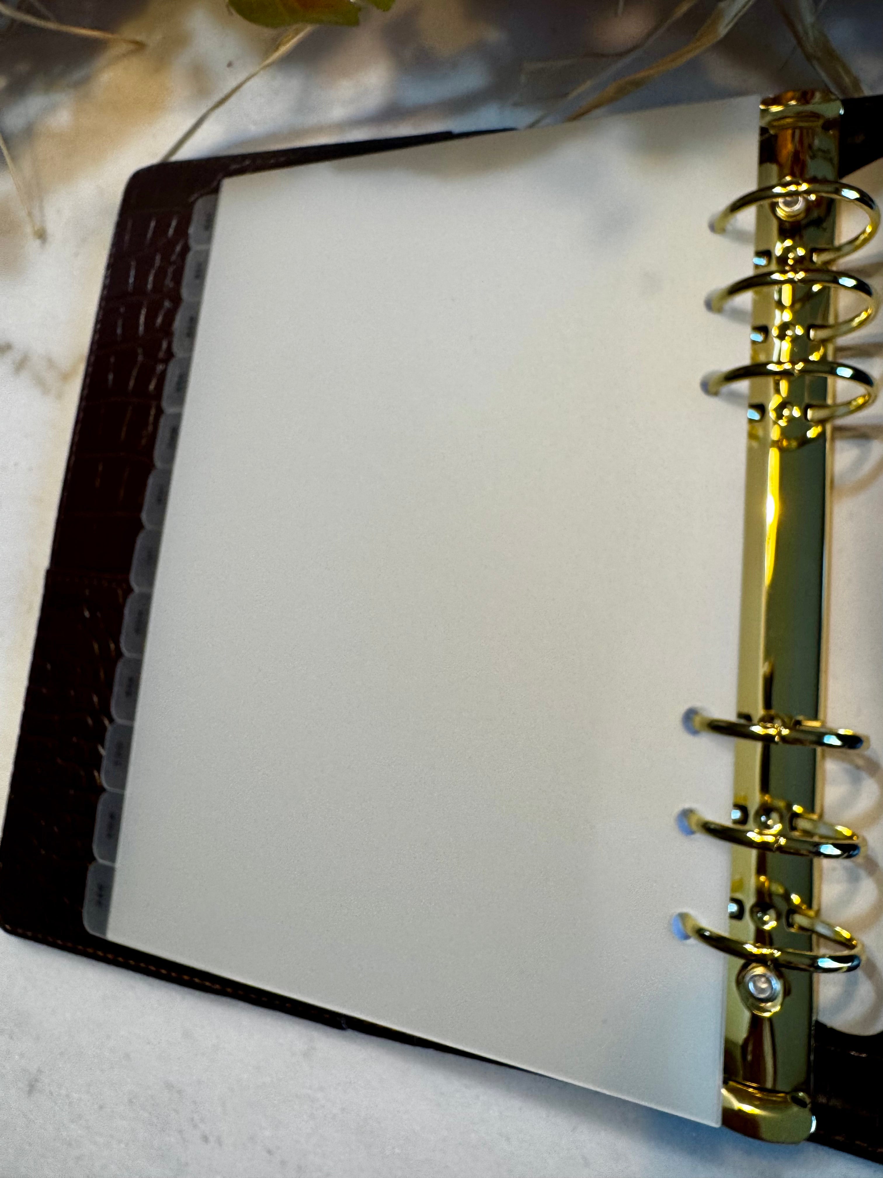 A5, Monthly Planner Dividers, 12-Month Set, and 6-Ring Planner Inserts.